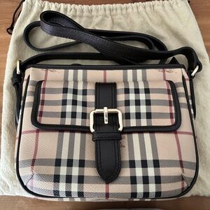 Burberry Beige and Black Plaid Shoulder Bag